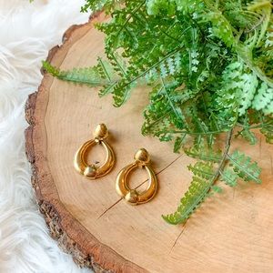 Vintage Trifari Gold Chunky Door Knocker Earrings